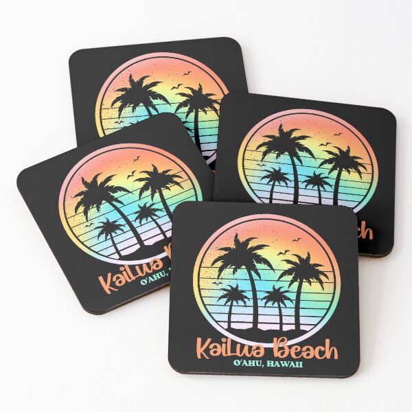 Item preview, Vintage Hawaii Surfing Label, Kailua Beach - Located on Oahu, Hawaii, gentle waves, turquoise water, vintage sunsets designed and sold by Sun Sand & Sea Art.