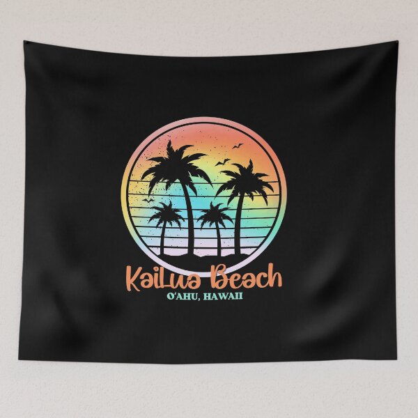 Item preview, Vintage Hawaii Surfing Label, Kailua Beach - Located on Oahu, Hawaii, gentle waves, turquoise water, vintage sunsets designed and sold by Sun Sand & Sea Art.