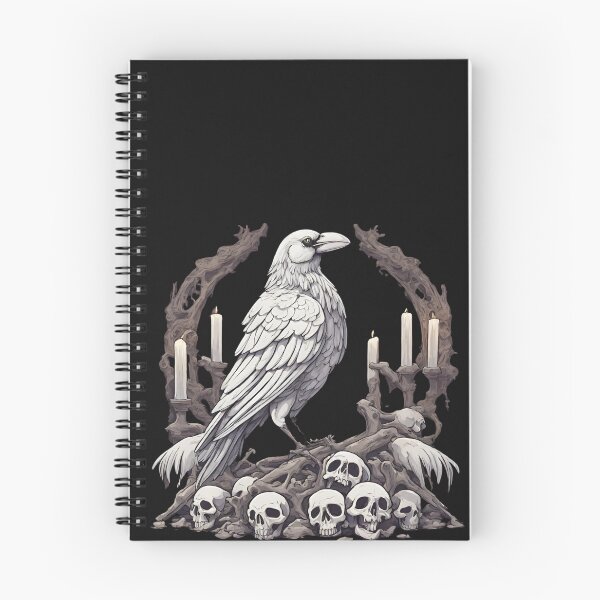 Item preview, White raven on occult pile of skulls designed and sold by Adriantarlowski.