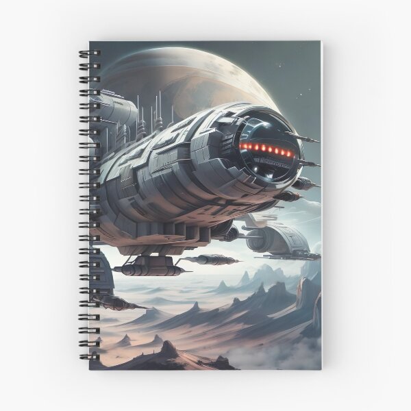 Item preview, Large spacecraft over a mountainous, sandy planet surface designed and sold by Frostquest.