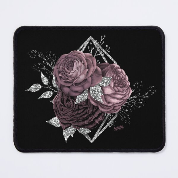 Item preview, Manifest Abundance Mauve Roses and Silver Sparkle 888 - on Black designed and sold by Alaska Magick.