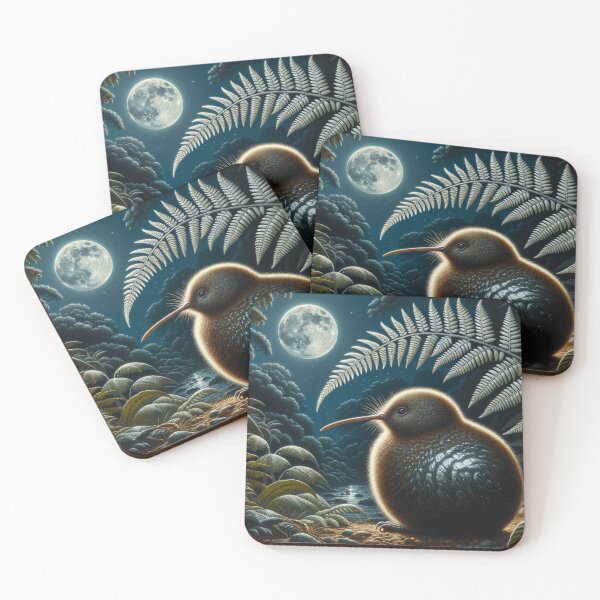 Item preview, Kiwi Bird under Silver Fern by Moonlight designed and sold by Traci Coxhead.