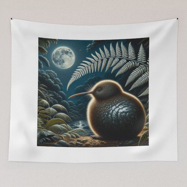 Item preview, Kiwi Bird under Silver Fern by Moonlight designed and sold by Traci Coxhead.