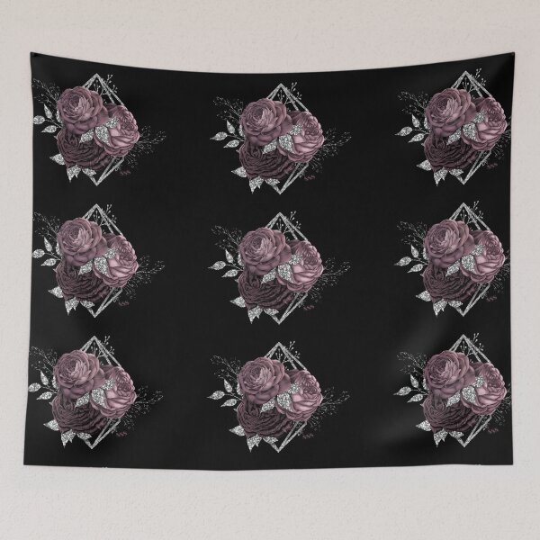 Item preview, Manifest Abundance Mauve Roses and Silver Sparkle 888 - on Black designed and sold by Alaska Magick.