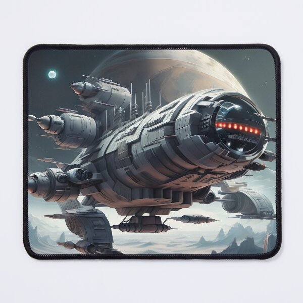 Item preview, Large spacecraft over a mountainous, sandy planet surface designed and sold by Frostquest.