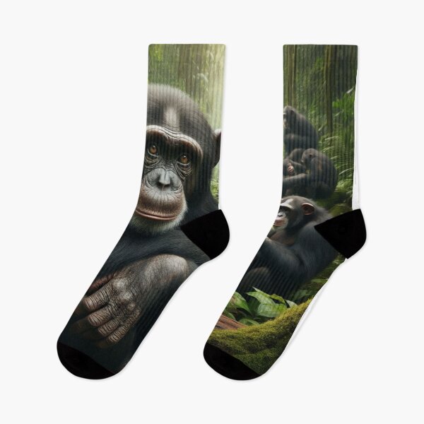 Item preview, Jungle Jester - Chimpanzee's Playful Antics in Verdant Foliage designed and sold by ProgressMagnet.