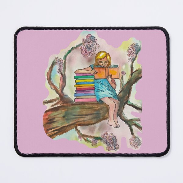 Item preview, Watercolor of a Girl reading on a tree branch designed and sold by altairaleon.