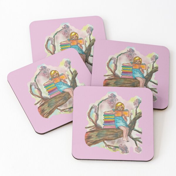 Item preview, Watercolor of a Girl reading on a tree branch designed and sold by altairaleon.