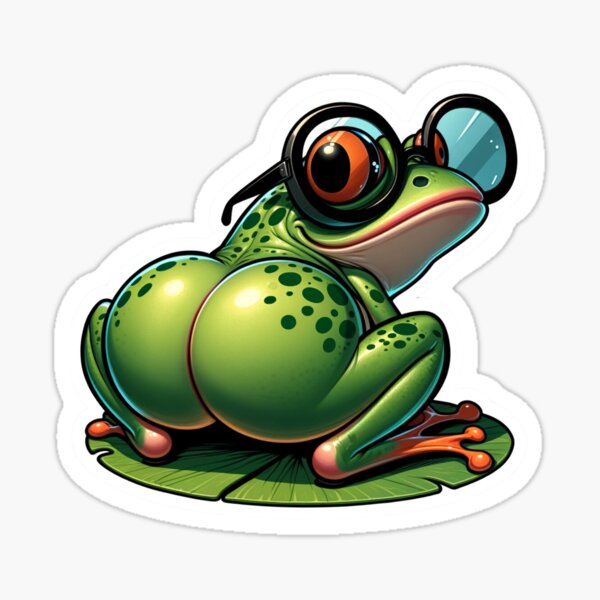 Item preview, Frog Butt Nerd designed and sold by CustomStickerAI.