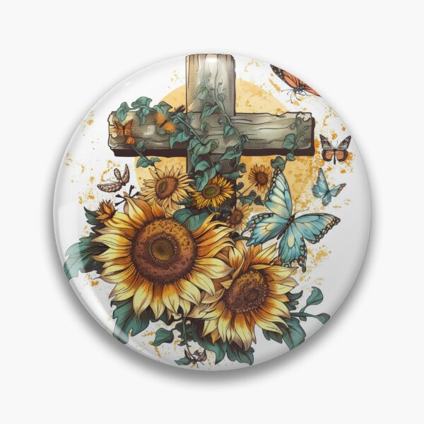 Item preview, Cross Sunflowers Butterflies Christian Choose joy   designed and sold by ArtFromBeyond.