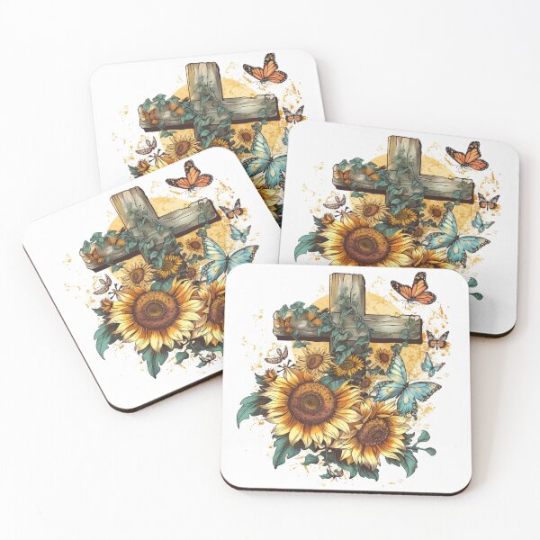 Item preview, Cross Sunflowers Butterflies Christian Choose joy   designed and sold by ArtFromBeyond.