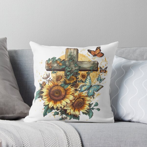 Item preview, Cross Sunflowers Butterflies Christian Choose joy   designed and sold by ArtFromBeyond.