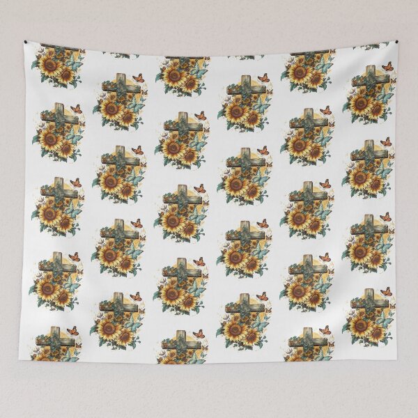 Item preview, Cross Sunflowers Butterflies Christian Choose joy   designed and sold by ArtFromBeyond.