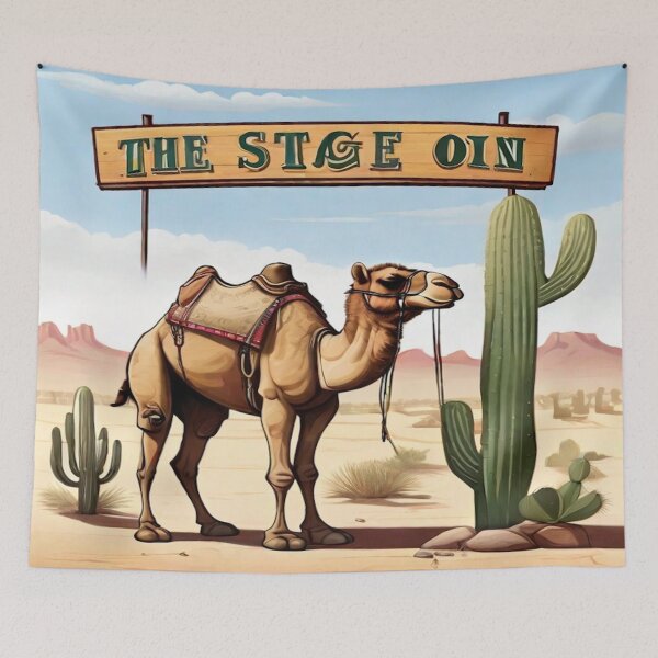 Item preview, "Sands of Harmony: Cactus Landscape with Camel" designed and sold by MudmanExpress.