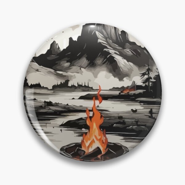 Item preview, Simple, simple ink painting, black ink painting, logo style, a breathtaking landscape with a campfire in the Wild designed and sold by Mygifts93.