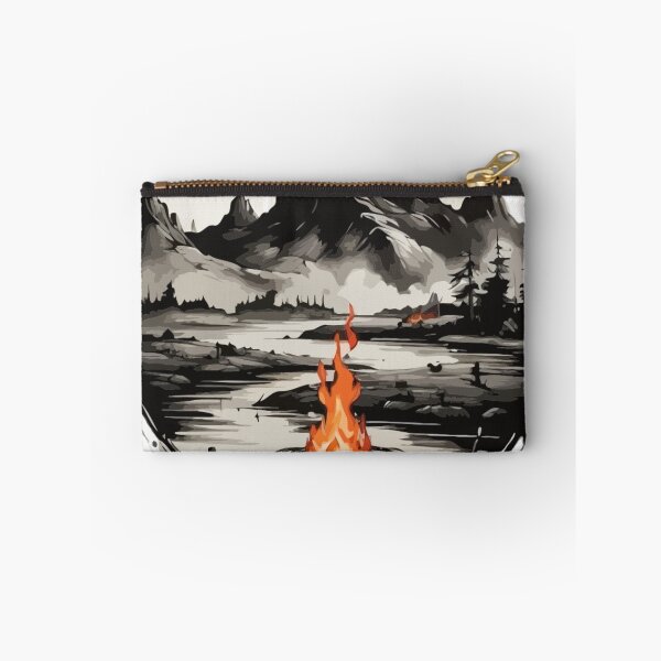 Item preview, Simple, simple ink painting, black ink painting, logo style, a breathtaking landscape with a campfire in the Wild designed and sold by Mygifts93.