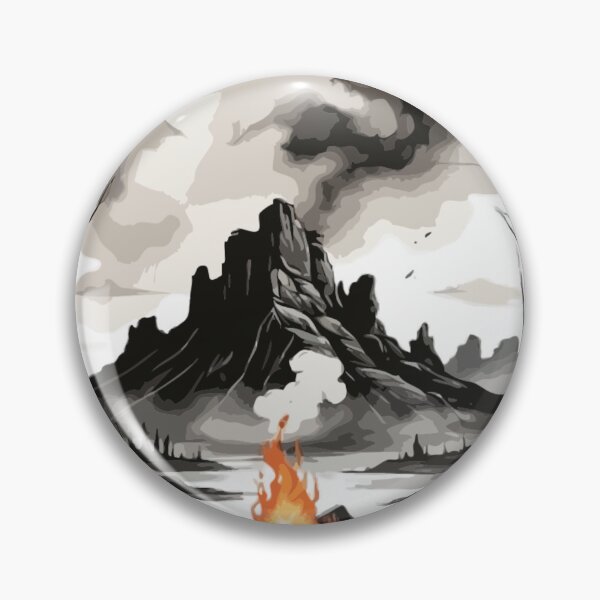 Item preview, Simple, simple ink painting, black ink painting, logo style, a breathtaking landscape with a campfire in the Wild designed and sold by Mygifts93.