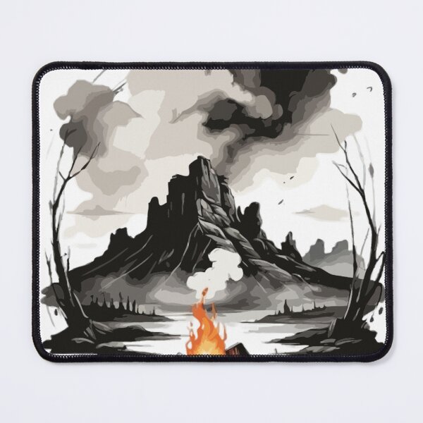 Item preview, Simple, simple ink painting, black ink painting, logo style, a breathtaking landscape with a campfire in the Wild designed and sold by Mygifts93.