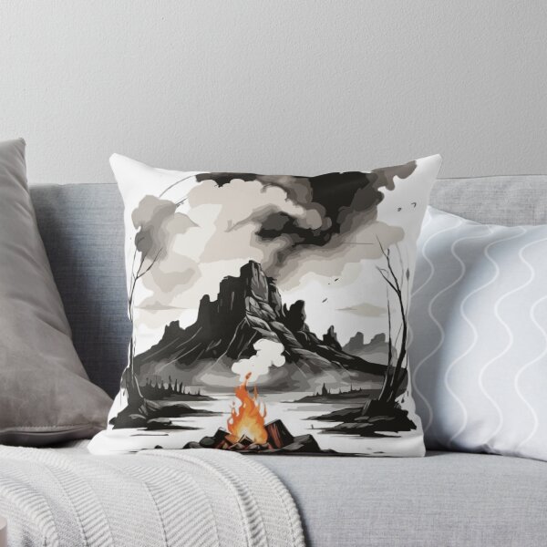Item preview, Simple, simple ink painting, black ink painting, logo style, a breathtaking landscape with a campfire in the Wild designed and sold by Mygifts93.