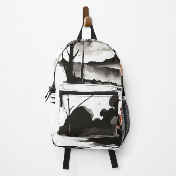 Item preview, Simple, simple ink painting, black ink painting, logo style, a breathtaking landscape with a campfire in the Wild designed and sold by Mygifts93.
