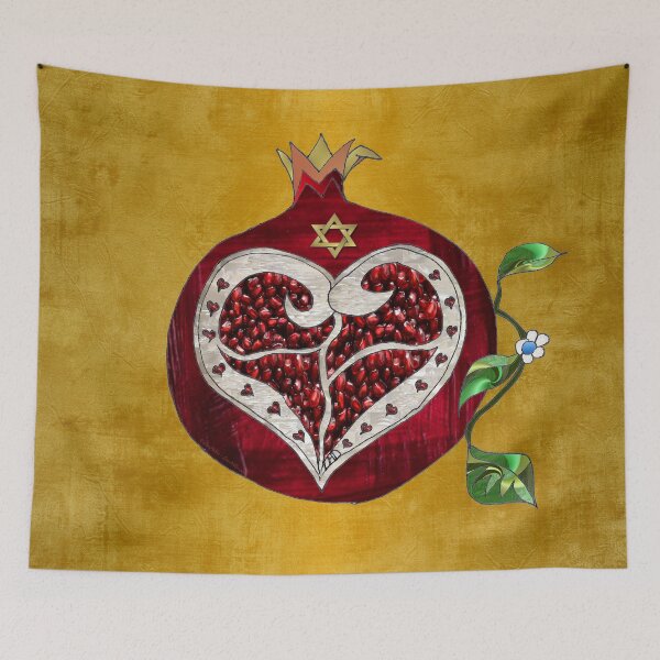 Item preview, Rosh Hashanah Pomegranate Heart on Gold designed and sold by Lee Hiller Designs.