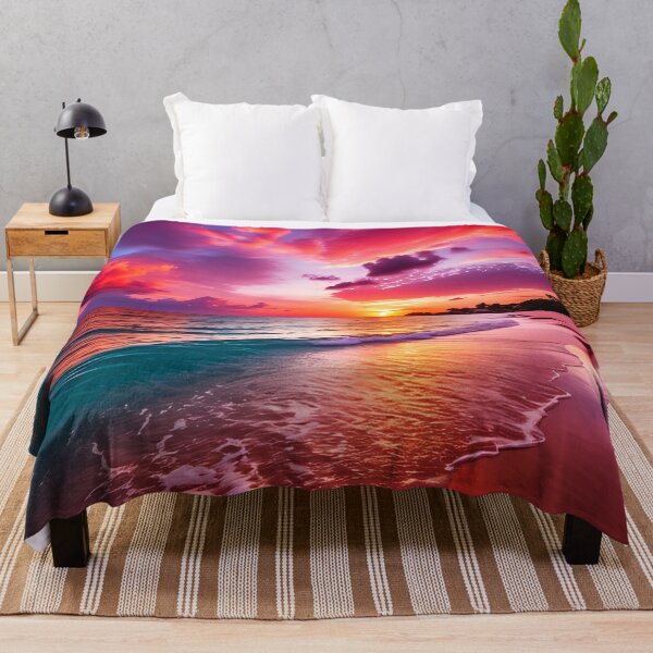 Item preview, Serene Landscape - Tropical Beach and Red Sky Sunset designed and sold by Serenitia.