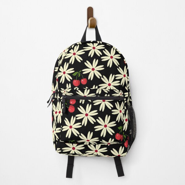Item preview, Retro Colorful Floral with Red Cherries Pattern Design designed and sold by Raise2Shine.