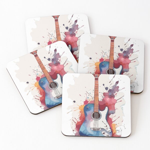 Item preview, Apply a watercolor effect to a guitar silhouette, creating a splatter of vibrant colors designed and sold by Mygifts93.