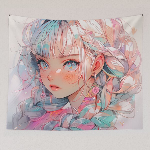 Artikelvorschau, Bonbonfarbene Zöpfe Anime Girl entworfen und verkauft von bubblegoth.