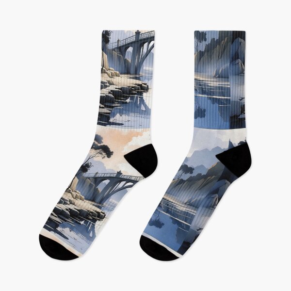 Item preview, Tranquil Bridge at Dusk designed and sold by ArtComixHaven.