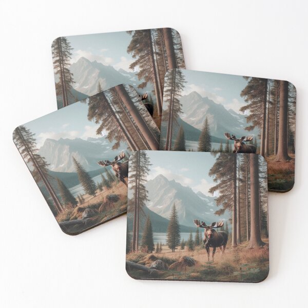 Item preview, Forest Monarch - Moose's Stalwart Stance Amidst Towering Trees designed and sold by ProgressMagnet.