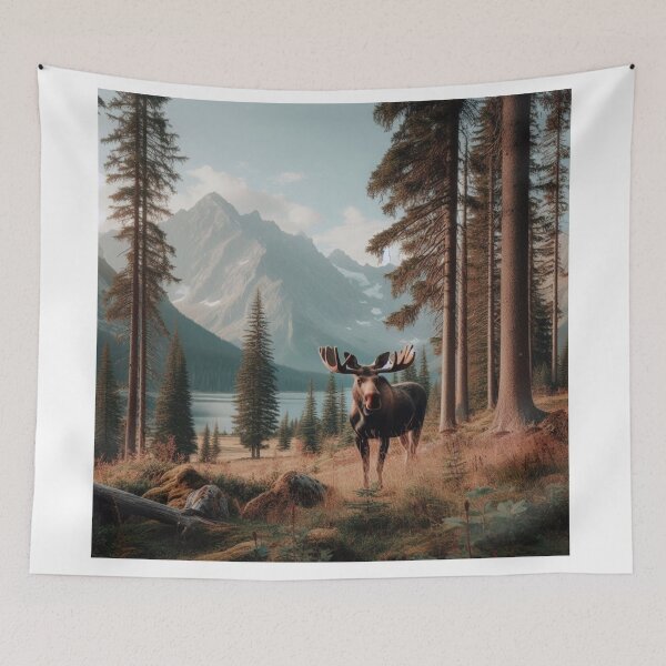 Item preview, Forest Monarch - Moose's Stalwart Stance Amidst Towering Trees designed and sold by ProgressMagnet.