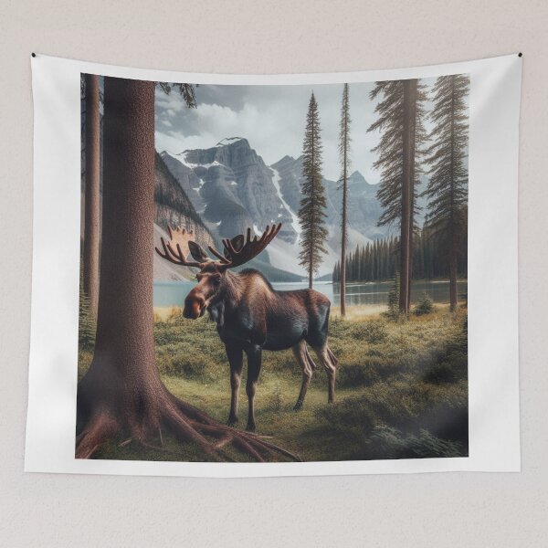 Item preview, Lakeside Luminary - The Majestic Presence of a Moose by the Water designed and sold by ProgressMagnet.