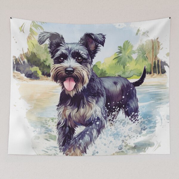 Item preview, Miniature Schnauzer Splashing In Water designed and sold by TheAnimalZ00.