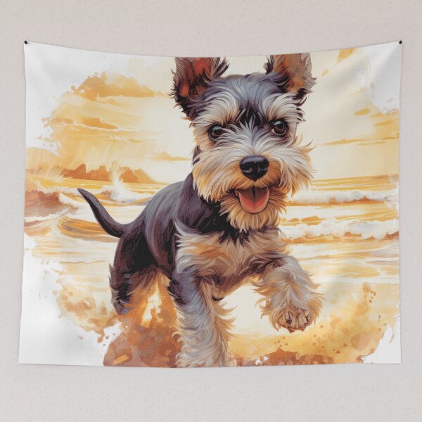 Item preview, Miniature Schnauzer Beach Illustration designed and sold by TheAnimalZ00.