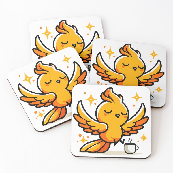 Item preview, Cute Phoenix Drinking Coffee designed and sold by BluRockDesigns.