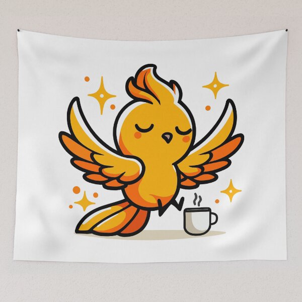 Item preview, Cute Phoenix Drinking Coffee designed and sold by BluRockDesigns.