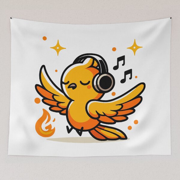 Item preview, Cute Phoenix Listening To Music designed and sold by BluRockDesigns.