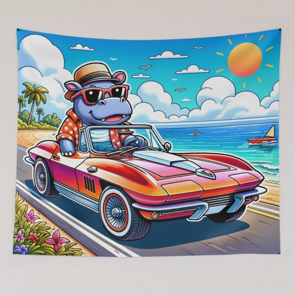 Item preview, Beach Corvette Hippo for kids designed and sold by Intrepid Media.