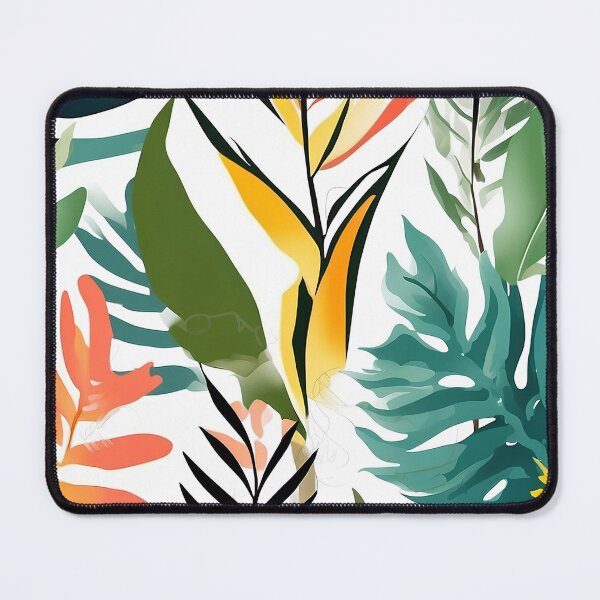 Item preview, Abstract seamless tropical pattern with bright plants and leaves digital art print designed and sold by MDigitArtistry.