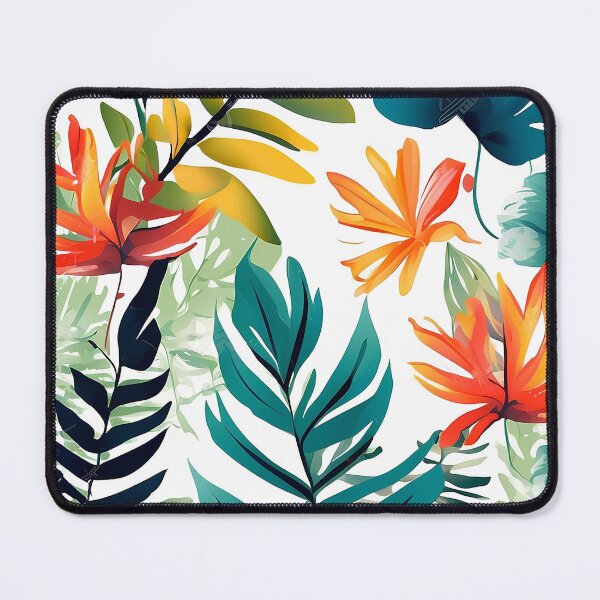 Item preview, Abstract seamless tropical pattern with bright plants and leaves digital art print designed and sold by MDigitArtistry.