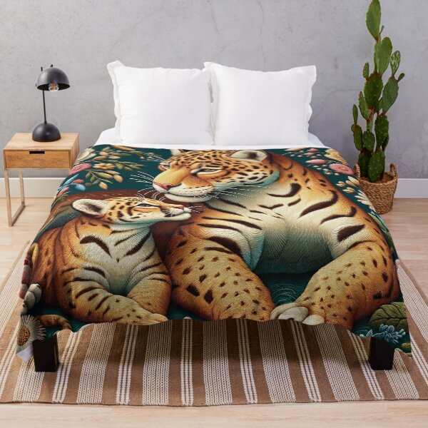 Item preview, A golden jaguar mother and her cub | a loving feline gaze designed and sold by Cris888.