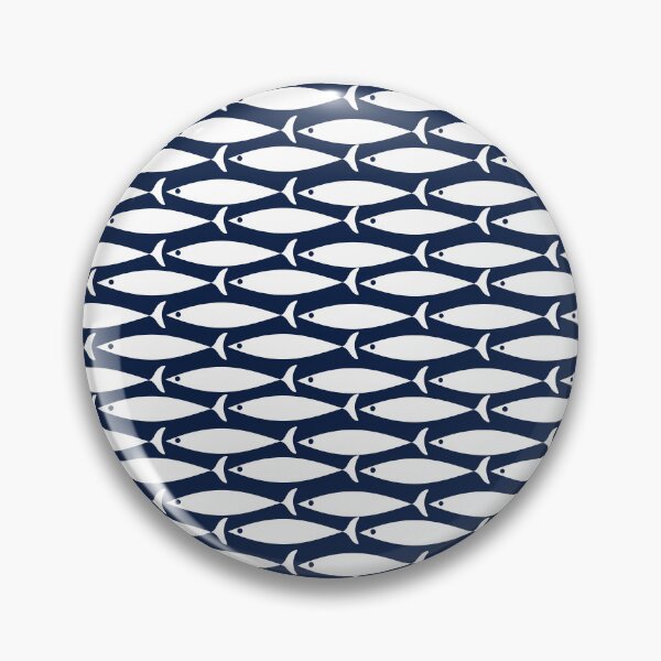 Item preview, Mid Century Modern Fish Pattern in Nautical Navy Blue and White designed and sold by kierkegaard.