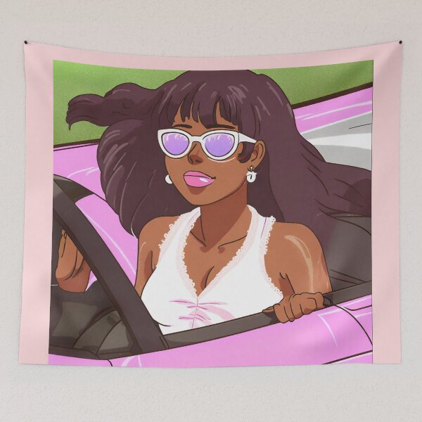 Item preview, pastel woman in pink car designed and sold by Berenicelee23.