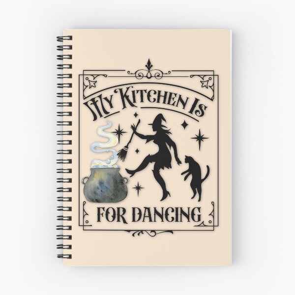 Item preview, Antique White Sand, Cottagecore - My Kitchen is for Dancing, Kitchen Witchery, Kitchen Witch, Familiar Kitty, Cauldron and Spells, Cute Witch designed and sold by Alaska Magick.