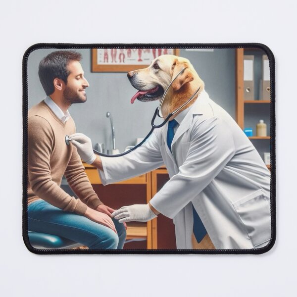 Item preview, doctor dog treating male patient designed and sold by Bubududu1234.