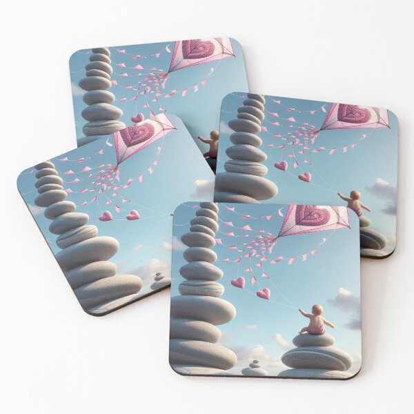 Item preview, digital art of stones and flying kite by baby designed and sold by Bubududu1234.