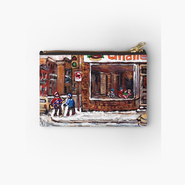 Item preview, Dilallo Burger Hockey Scenes Rue Notre Dame Montreal Winter Street  Canadian Paintings designed and sold by Carole  Spandau.