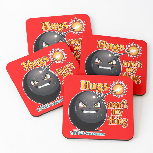 Item preview, Hugs aren't my thing C-PTSD Awareness Cartoon Bomb designed and sold by Rogue Wizard.
