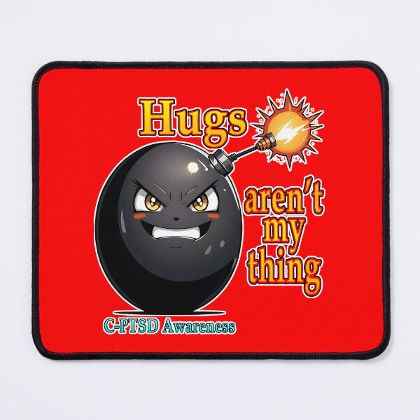 Item preview, Hugs aren't my thing C-PTSD Awareness Cartoon Bomb designed and sold by Rogue Wizard.